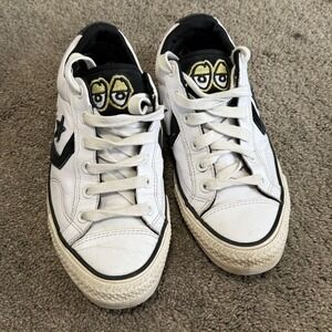 Converse One Star Skateboarding Shoes White Black Mens Size 8.5‎ Leather